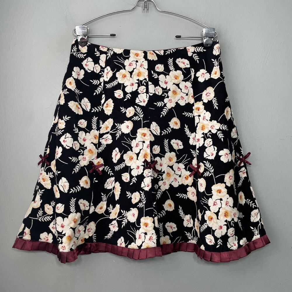 Persaman New York Floral Corduroy Flare Skirt Size 12 Artsy Retro Twee Ruffled